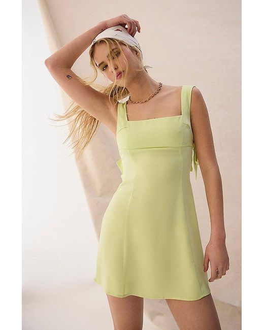 Urban Outfitters Green Uo Bri Double Bow Satin Mini Dress