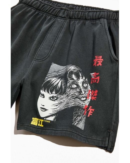 Urban Outfitters Black Junji Ito Tomie Graphic Sweatshort for men