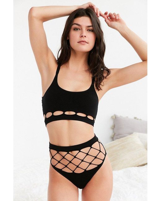 Out From Under Exploded Fishnet High-waisted Panty in Black