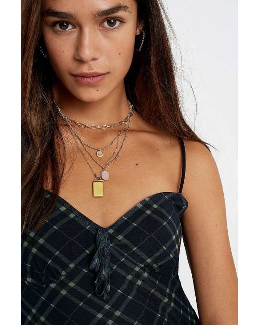 Urban Outfitters Uo Elodie Green Check Mini Dress in Blue | Lyst UK