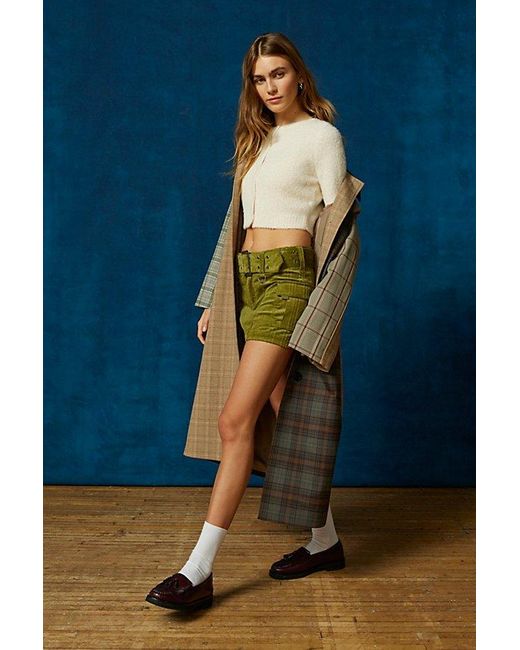 Urban Outfitters Blue Uo Joan Corduroy Belted Mini Skirt