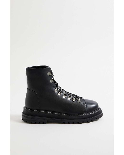 Urban Outfitters Black Uo East Leather Hiker Boots