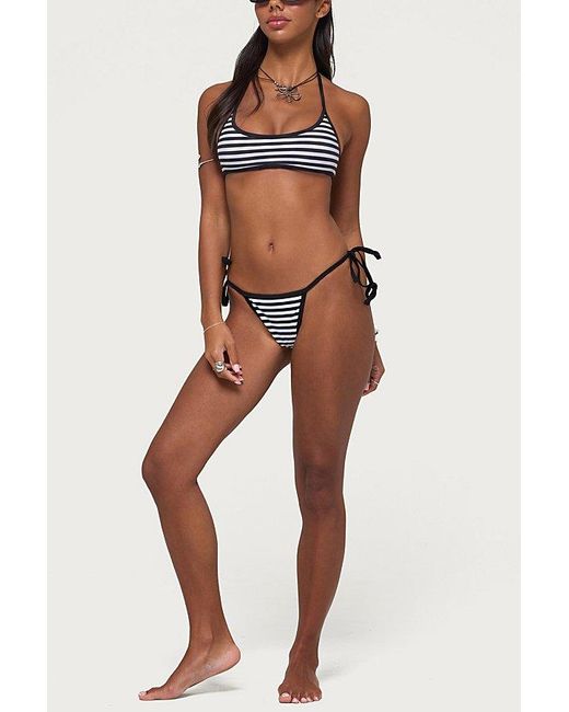 Edikted Brown Mckayla Striped String Bikini Bottom