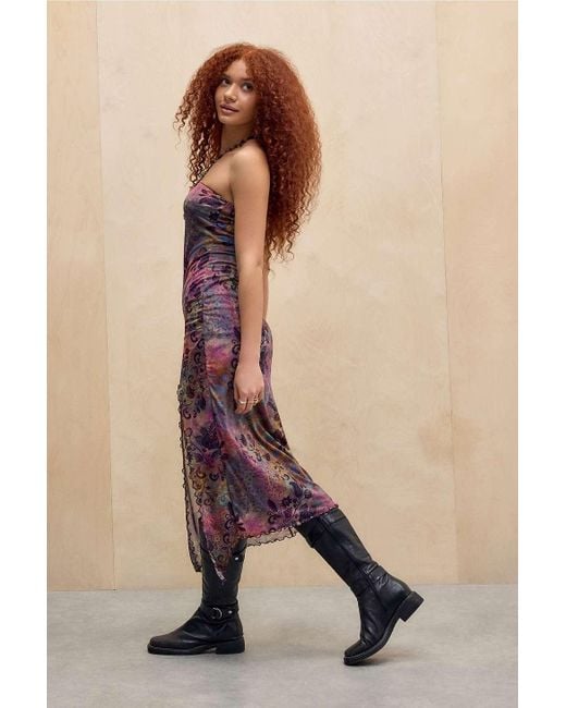 Urban Outfitters Purple Uo Samara Mesh Bandeau Midi Dress