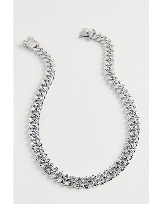 Urban Outfitters White Iced Curb Chain Necklace for men