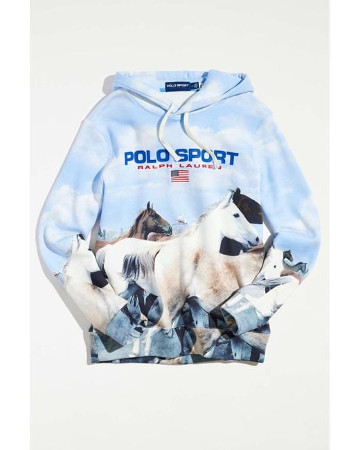 Polo Ralph Lauren Running Horses Hoodie Sweatshirt in Sky (Blue) for