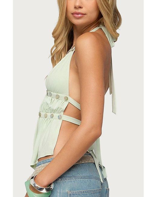 Edikted Green Izora Button Split Front Top