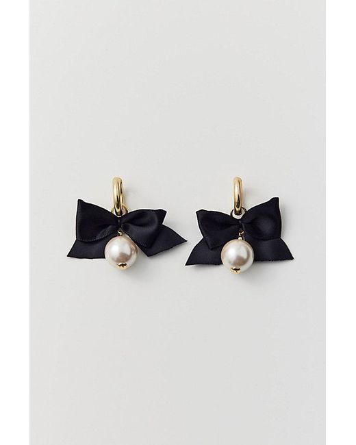 Urban Outfitters Black Pearl Bow Mini Hoop Earring