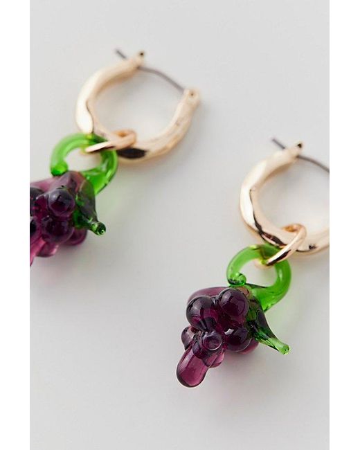 Urban Outfitters Pink Glass Grape Bunch Charm Hoop Earring
