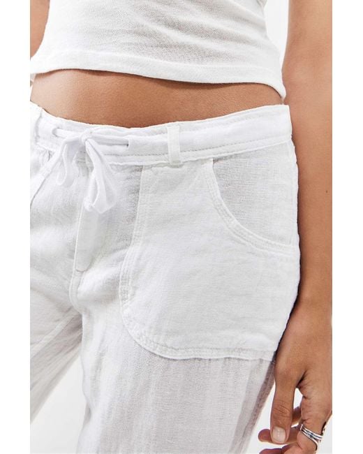 BDG White Five-pocket Linen Pants