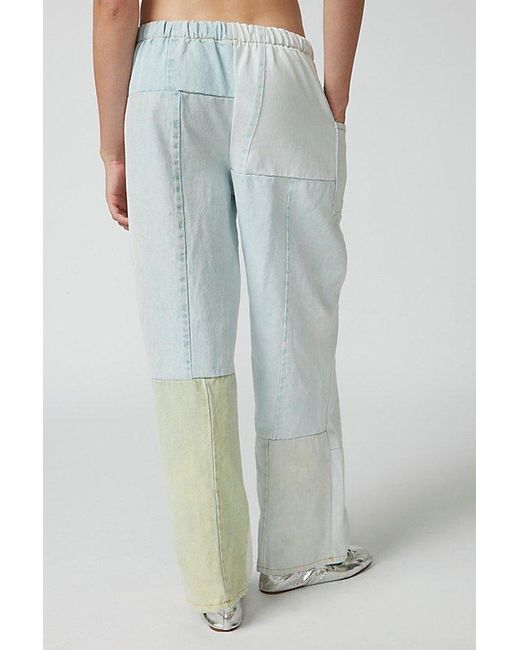 Urban Renewal Blue Remade Bleached Patchwork Denim Pull-On Pant