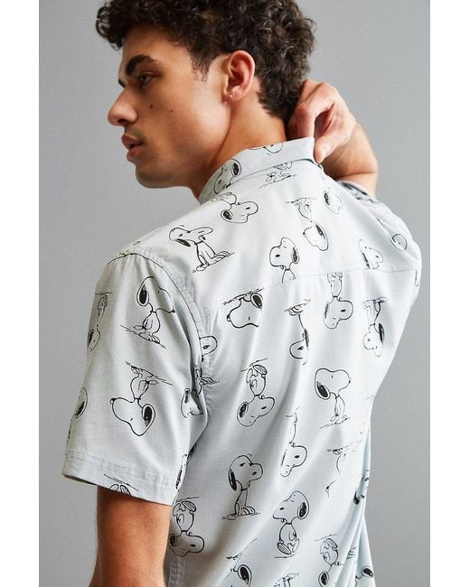 Urban Outfitters Gray Novelty Snoopy Short Sleeve Button-down Shirt for men