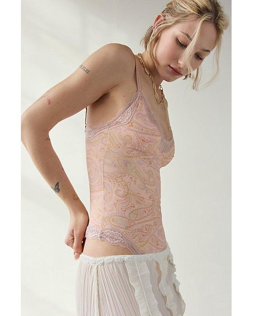 Out From Under Natural Felicia Lace Trim Mesh Bodysuit