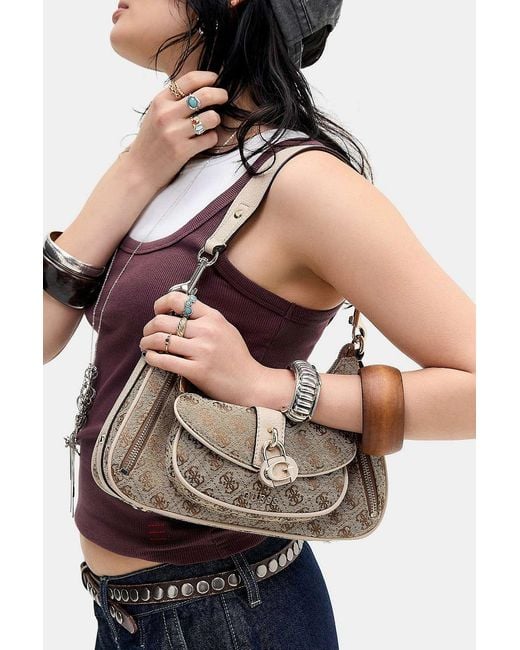 Guess Brown Jessa Monogram Shoulder Bag