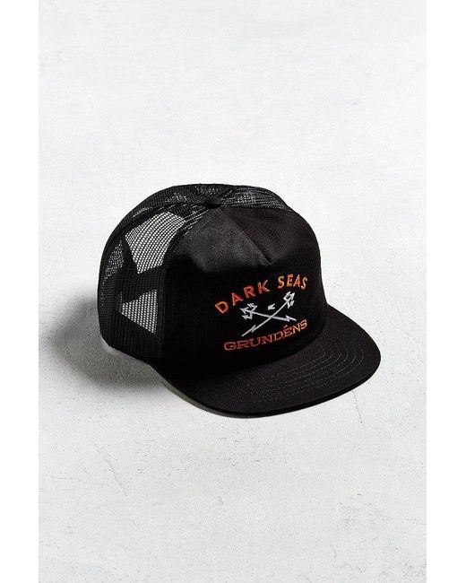 Dark Seas Black X Grundens Trucker Hat for men