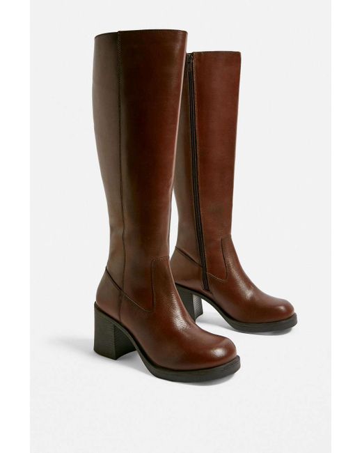 Urban Outfitters Brown Uo Boo Knee-high Leather Boots