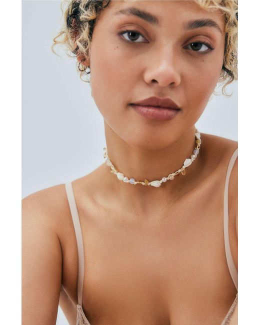 Silence + Noise Brown Silence + Noise Pearl & Shell Beaded Choker Necklace