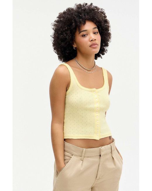 BDG Yellow Maeve Button-through Top