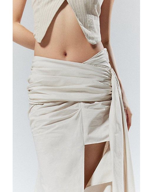 House Of Sunny White Cascade Asymmetrical Midi Skirt