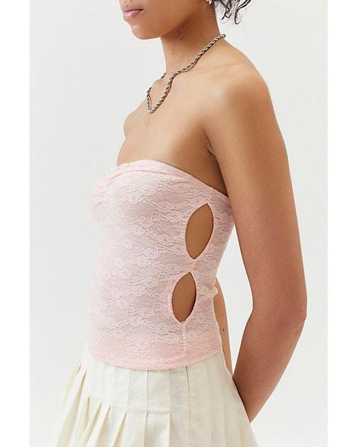 Urban Renewal White Remnants Ruched Cutout Tube Top