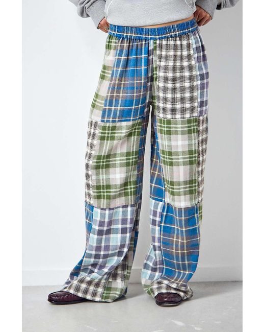 Urban Outfitters Blue Urban Renewal Made From Remnants Patchwork Trousers Xs/s At
