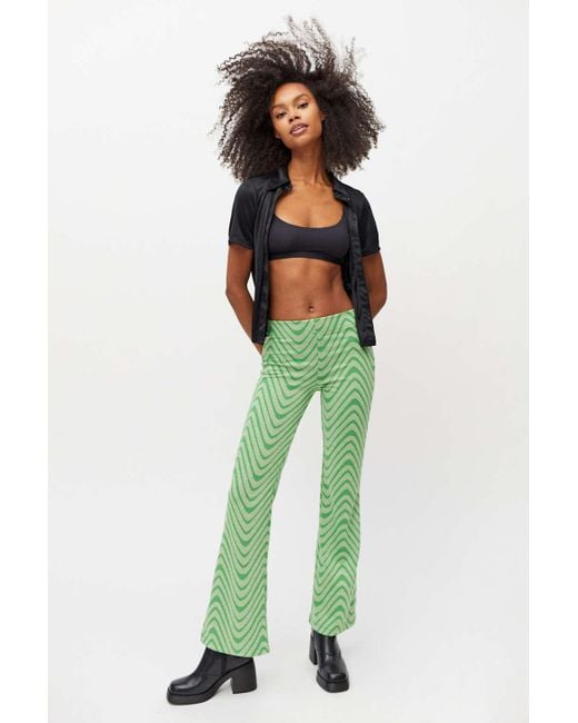 Urban Outfitters Green Uo Bryn Pull On Flare Pant