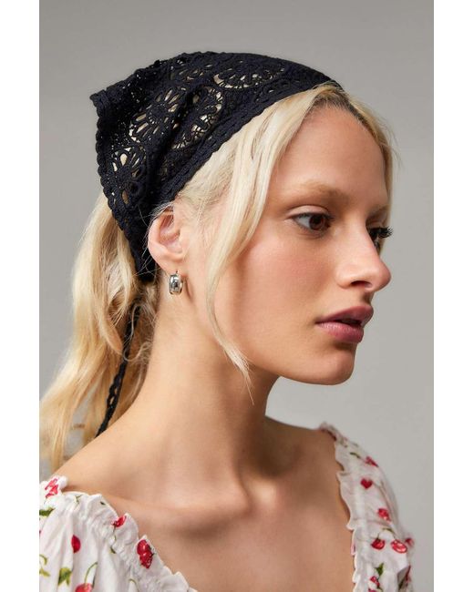 Urban Outfitters Black Uo Open Stitch Headscarf