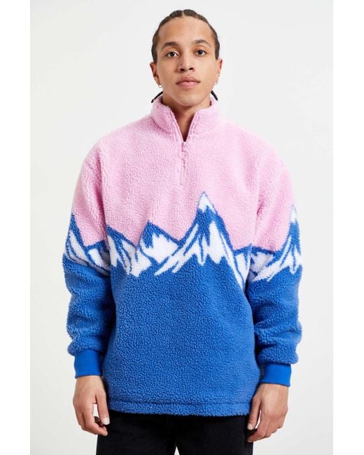 Lazy Oaf Blue Snow Mountain Zip Fleece Sweatshirt for men