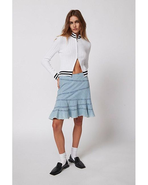 Urban Outfitters Blue Uo Millie Fluted Denim Mini Skirt