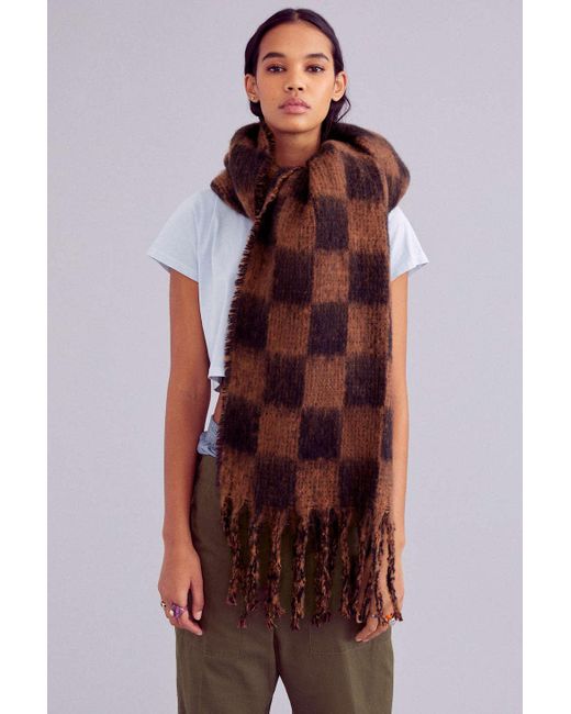 Urban Outfitters Multicolor Brushed Checker Scarf