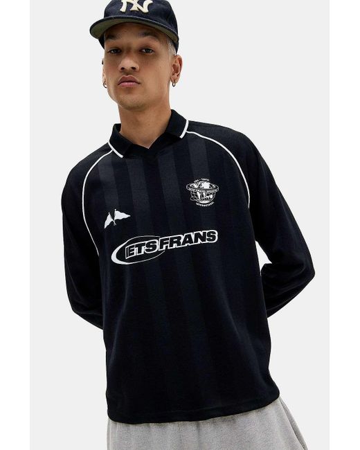 iets frans Blue Black Long Sleeve Football Shirt for men