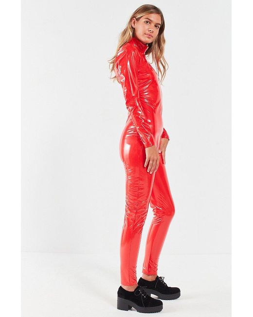 Plus Red Backless Vinyl Long Sleeve Unitard | Plus size romper, Plus size  jumpsuit, Red jumpsuit romper