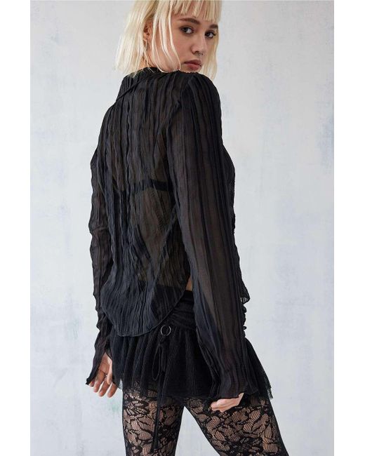 Urban Outfitters Black Uo - hemd "aurelia" im knitter-look