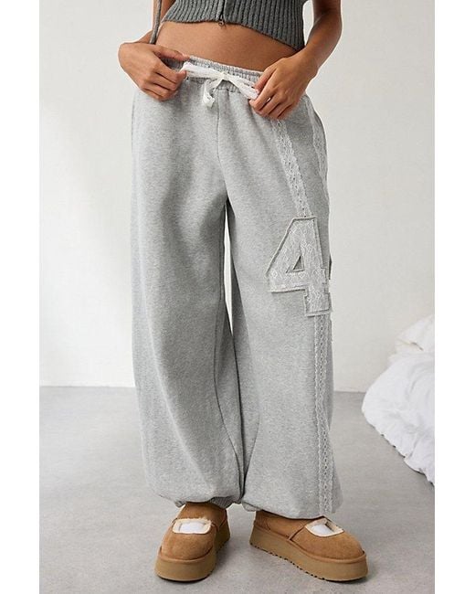 Out From Under White Brenda Lace Stripe Jogger Sweatpant
