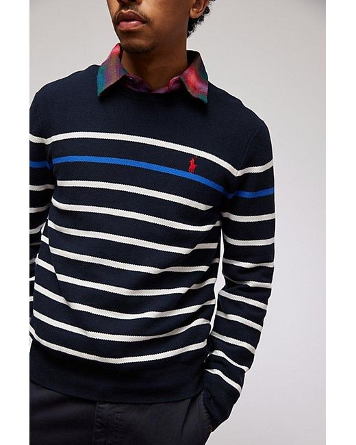 Polo Ralph Lauren Blue Striped Cotton Crew Neck Sweater for men