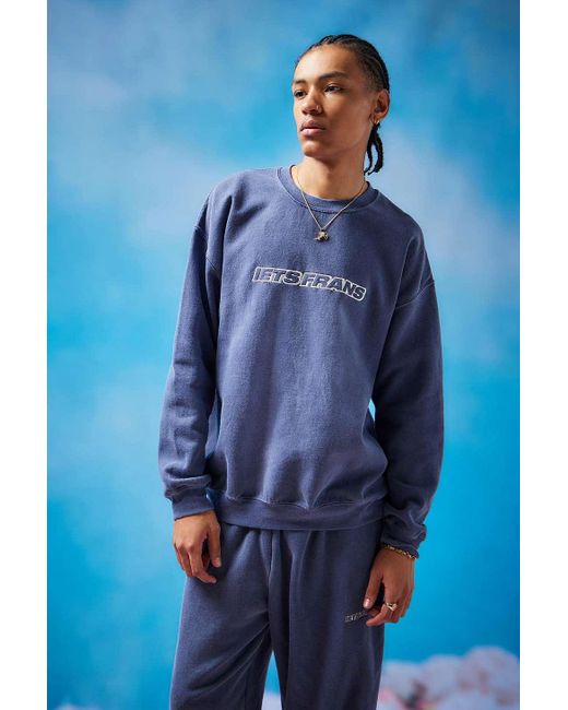 iets frans Blue Navy Big Embroidered Sweatshirt for men