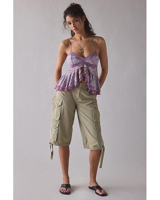 Kimchi Blue Brown Ella Flyaway Ruffle Lace Trim Cami
