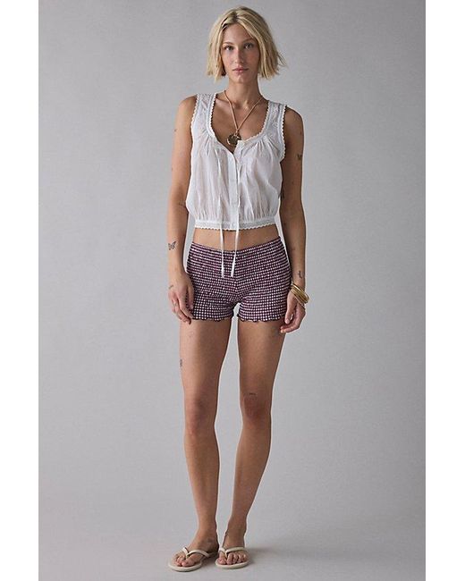 Motel Multicolor Ritala Gingham Shirred Micro Short