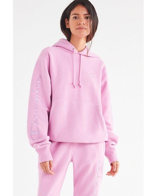Champion Pink & Uo Reverse Weave Embroidered Hoodie Sweatshirt