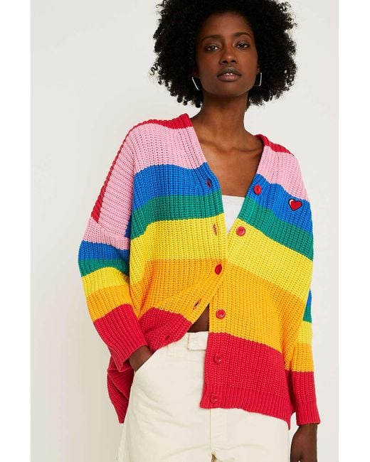 Lazy Oaf Multicolor Boring Rainbow Stripe Cardigan