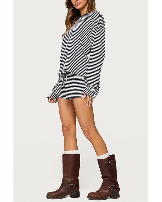 Edikted Jainee Striped Long Sleeve T Shirt in Blue | Lyst