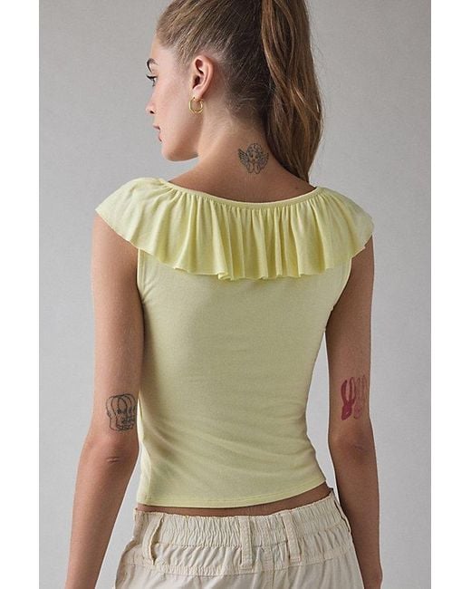 Kimchi Blue Yellow Jada Ruffle Scoop Neck Jersey Knit Top