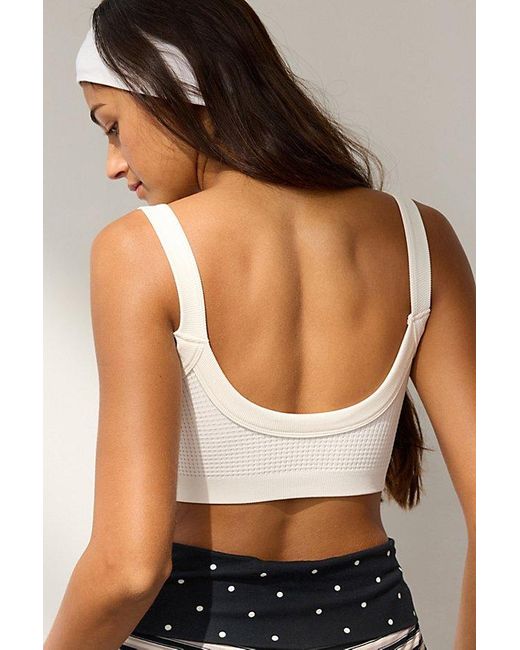 Out From Under White Tripp Waffle Knit Henley Bra Top