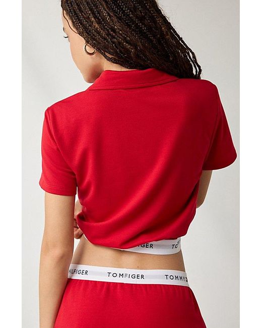 Out From Under,Tommy Hilfiger Red Out From Under X Tommy Hilfiger Cropped Polo Top