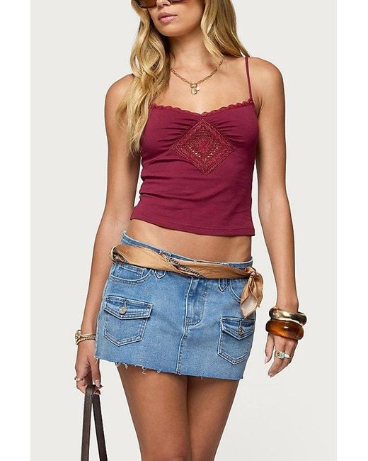 Edikted Red Mor Lacey Tank Top