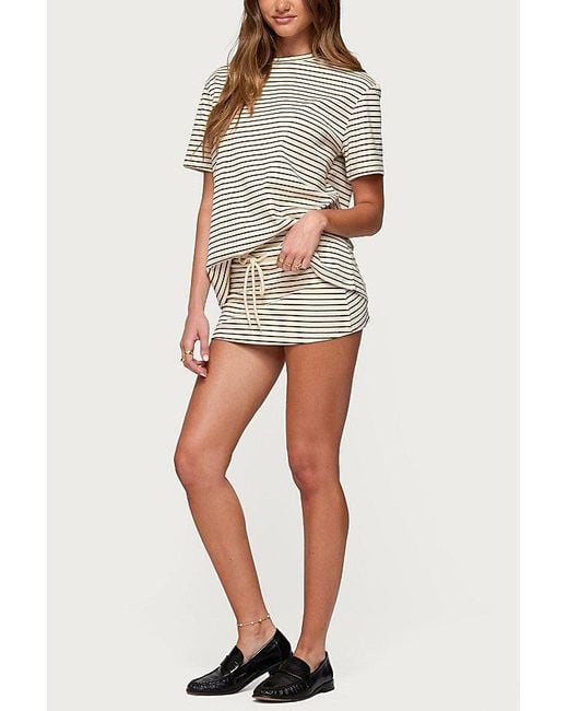 Edikted Brown Brena Striped Oversized T Shirt Top