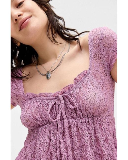 Kimchi Blue Pink Piper Cap Sleeve Blouse
