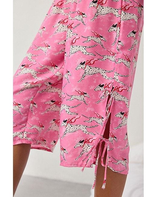 Out From Under Pink Goodnight Kiss Side-Tie Satin Long Pajama Short