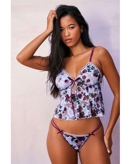 Out From Under Purple Mindy Floral Lace Cami