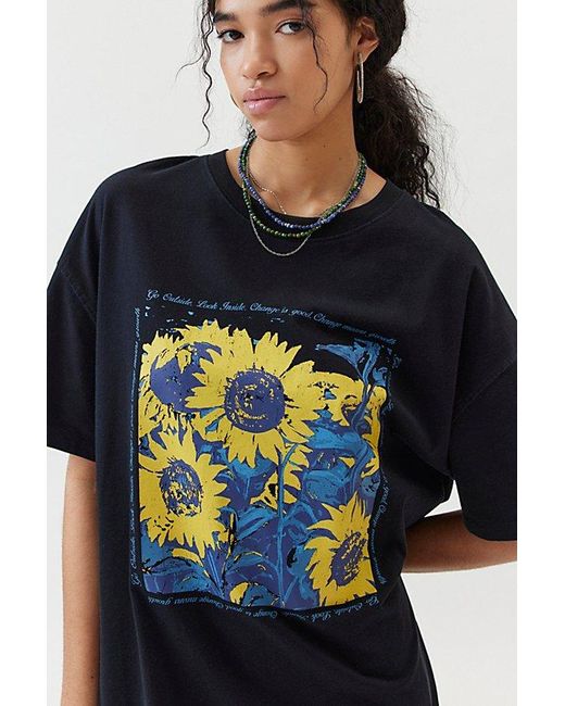 Urban Outfitters Blue Sunflower Tunic T-Shirt Dress